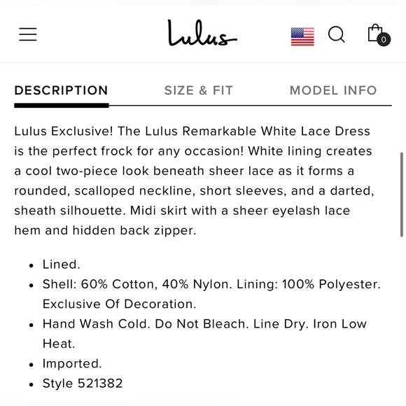 LULU’S Remarkable White Lace Dress size Large. New with tag - Picture 15 of 16